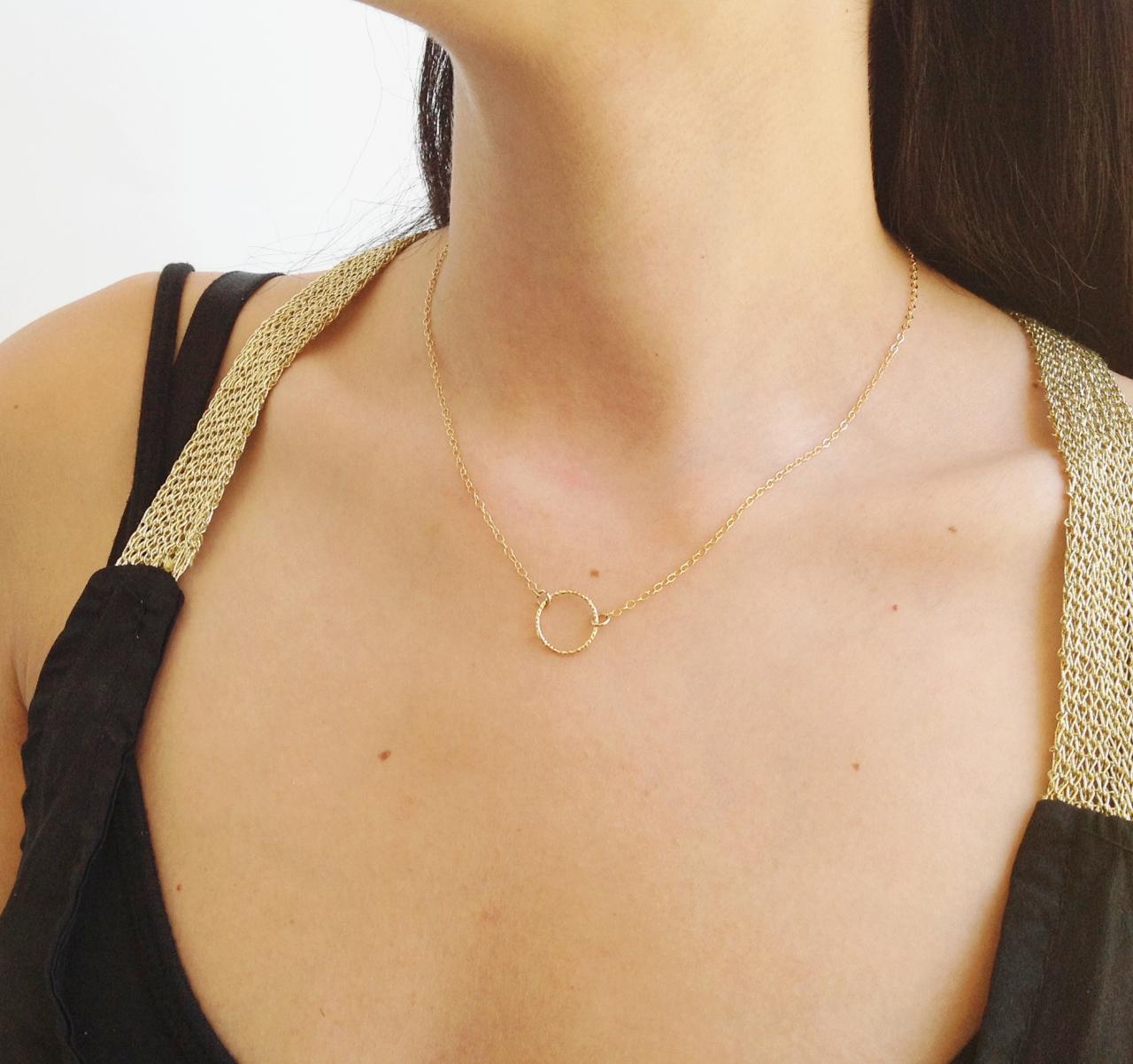 Gold Necklace, Circle Necklace, Everyday Necklace, Karma Necklace